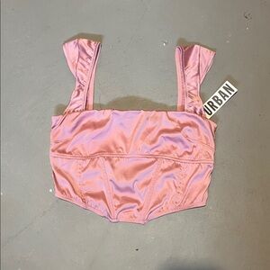 Pink Satin Bustier Crop Top